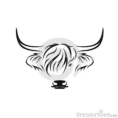 Vector of highland cow head design on white background. Farm Animal. Cows logos or icons. Easy editable layered vector Vector Illustration