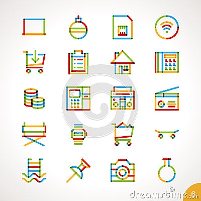 Vector Highlighter Line Icons Set 6 Vector Illustration