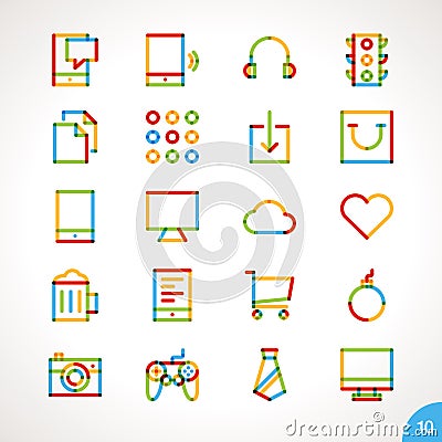 Vector Highlighter Line Icons Set 10 Vector Illustration