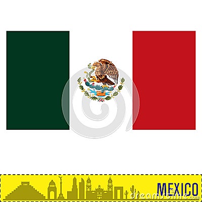 Vector highly detailed flag of Mexico Vector Illustration