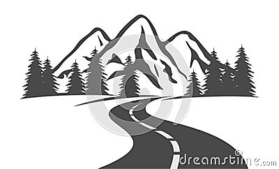 Vector highway road in mountains Vector Illustration