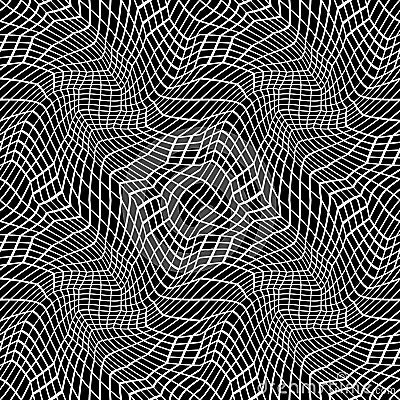Vector hipster abstract geometry trippy pattern with 3d illusion, black and white seamless geometric background Vector Illustration