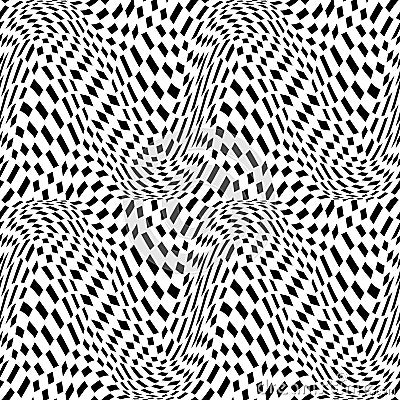 Vector hipster abstract geometry trippy pattern with 3d illusion, black and white seamless geometric background Vector Illustration