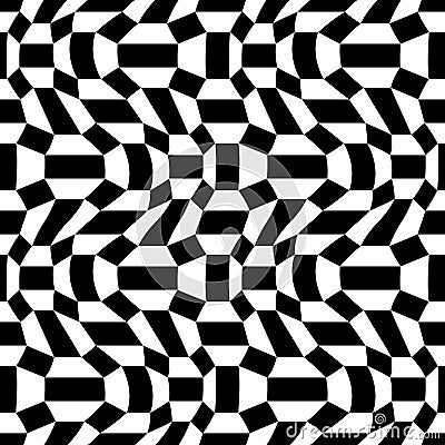 Vector hipster abstract psychadelic geometry trippy pattern with 3d illusion, black and white seamless geometric background Vector Illustration