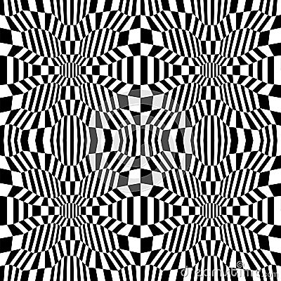 Vector hipster abstract psychadelic geometry trippy pattern with 3d illusion, black and white seamless geometric background Vector Illustration
