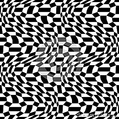 Vector hipster abstract psychadelic geometry trippy pattern with 3d illusion, black and white seamless geometric background Vector Illustration