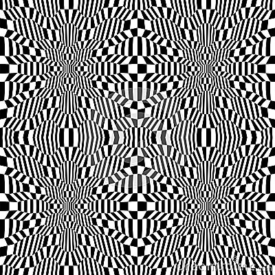 Vector hipster abstract psychadelic geometry trippy pattern with 3d illusion, black and white seamless geometric background Vector Illustration