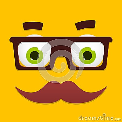 Vector Hipster Avatar with Geek Glasses And Vector Illustration