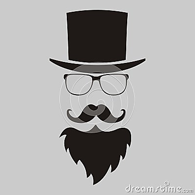 Vector hipster elements. hat, glasses, beard and mustache Vector Illustration