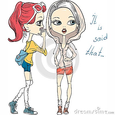 Vector hipster fashion girls chatting Vector Illustration