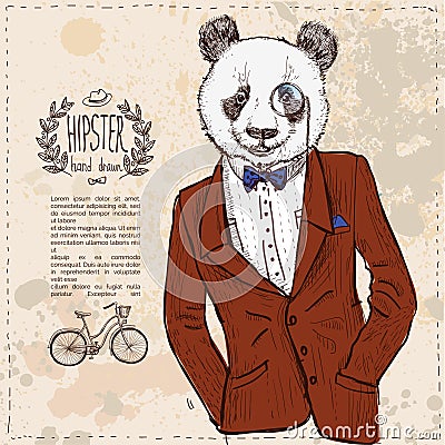 Vector hipster leopard with glasses and suit in vector Vector Illustration