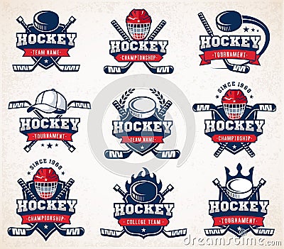 Vector Hockey logo Set Vector Illustration