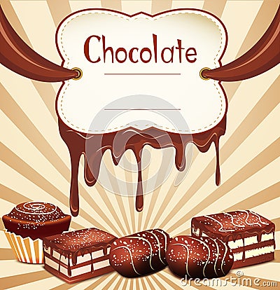 Vector holiday background with chocolate candy Vector Illustration