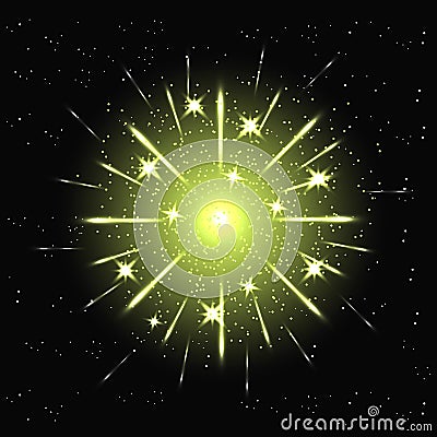 Vector holiday green firework Vector Illustration