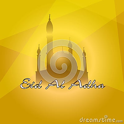 Vector holiday illustration of handwritten Eid Al Adha shiny label. lettering composition of muslim holy month with Vector Illustration