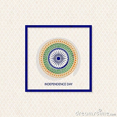 Vector holiday indian independence day background with coloured mandala and a symbol of a cartwheel Vector Illustration