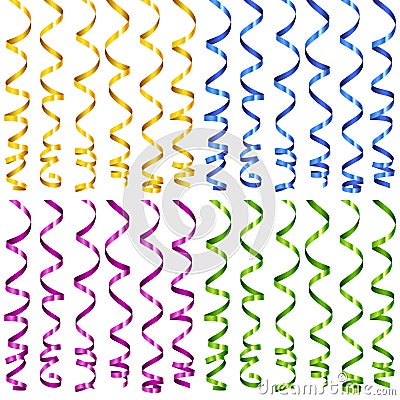 Vector holiday serpentine ribbons set Vector Illustration