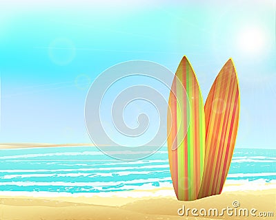 Vector holidays vintage design - surfboards on a Vector Illustration