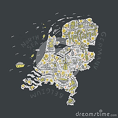 Vector Holland Map Vector Illustration