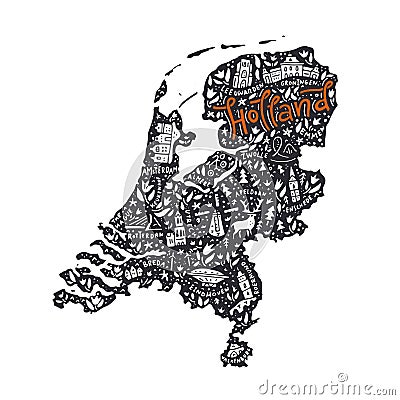 Vector Holland Map Vector Illustration