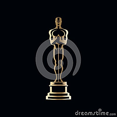 Vector Hollywood Golden Oscar Academy Award Statue Illustrationine. Success and Victory Concept. Design Template for Vector Illustration