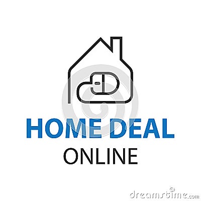 Vector Home deal online logo. Smart House Logo design vector template. Ð¡oncept of computer mouse and house for real estate agency Vector Illustration