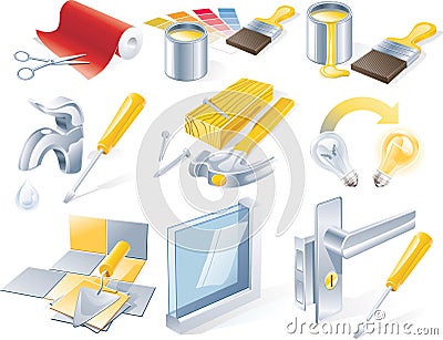 Vector home repair service icon set Vector Illustration