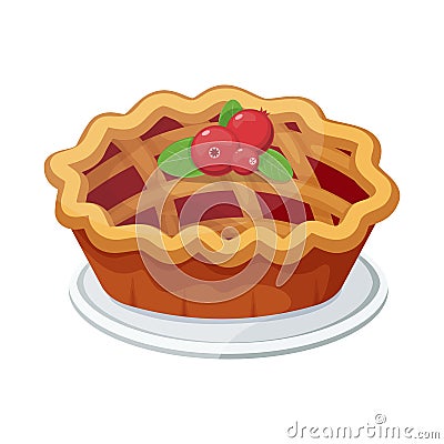 Vector homemade fruit and berry pie for christmas, thanksgiving and all kinds of holidays. Vector Illustration