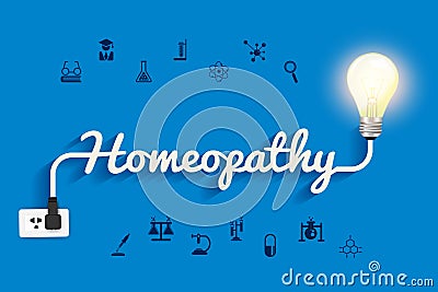 Vector homeopathy ideas concept creative light bulb design Cartoon Illustration