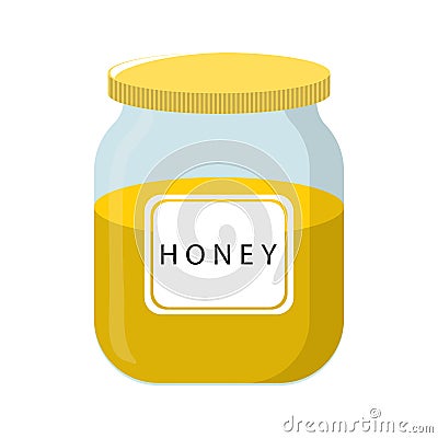 Vector Honey Bank isolated on white backgroud. Natural Healthy Food Production Honey. Vector illustration for Your Design. Vector Illustration