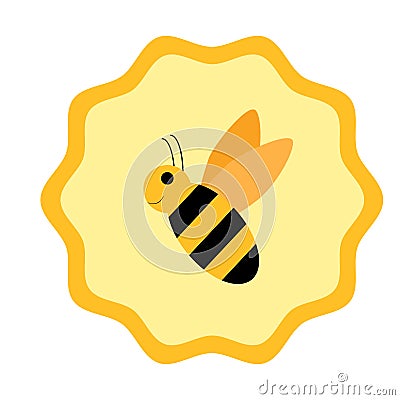 Vector honey label. Bee print design. Cute doodle sticker. Vector Illustration