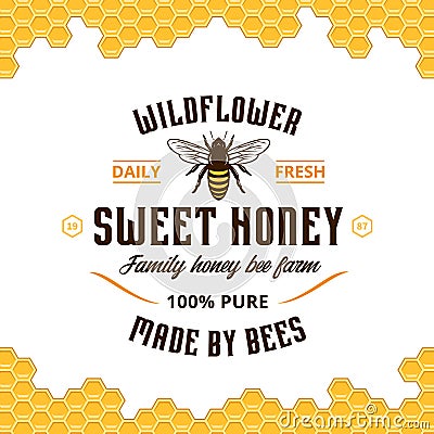 Vector honey vintage logo Vector Illustration