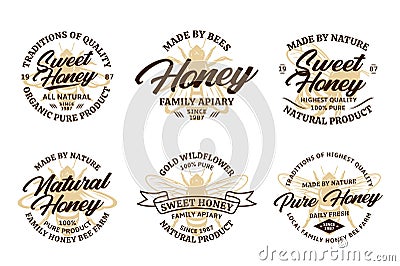 Vector honey vintage logo Vector Illustration