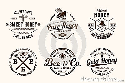 Vector honey vintage logo Vector Illustration