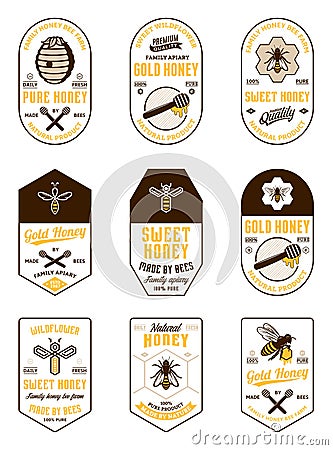 Vector honey vintage logo Vector Illustration