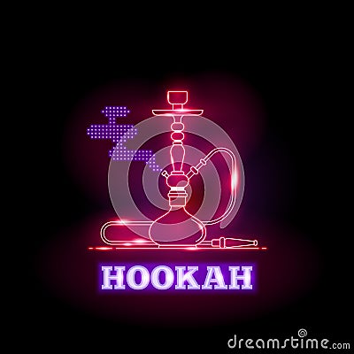 Vector hookah neon signs on black background Vector Illustration