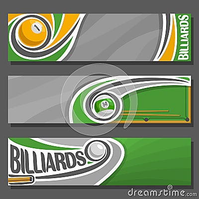Vector horizontal Banners for Billiards Vector Illustration