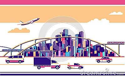 Banner urban landscape traffic Vector Illustration