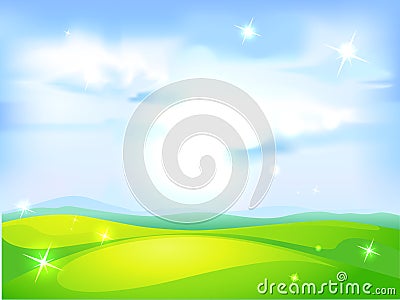 Vector horizontal natural background with blue sky Vector Illustration