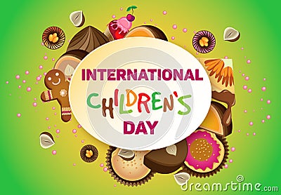 Vector horizontal poster on International Children`s Day. Vector Illustration