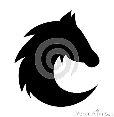 Vector Horse with fur silhouette Vector Illustration