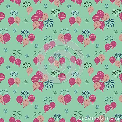 Vector pastel green hot air balloon festival Seamless Repeat Pattern. Vector Illustration