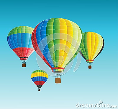 Vector hot air balloons in the sky Vector Illustration