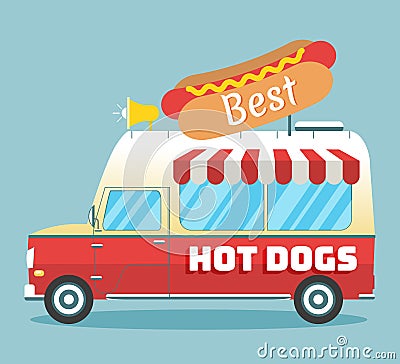 Vector hot dogs truck Vector Illustration