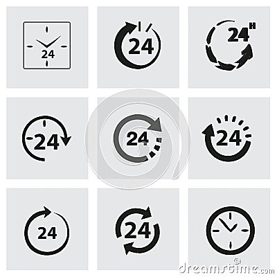 Vector 24 hours icon set Vector Illustration