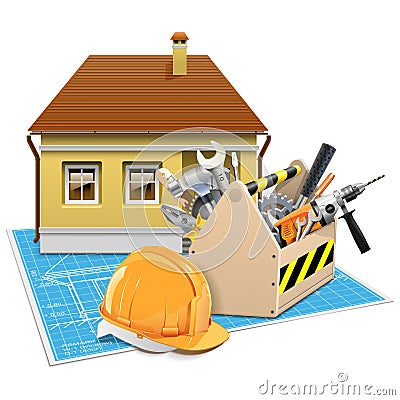 Vector House Repair Project Vector Illustration
