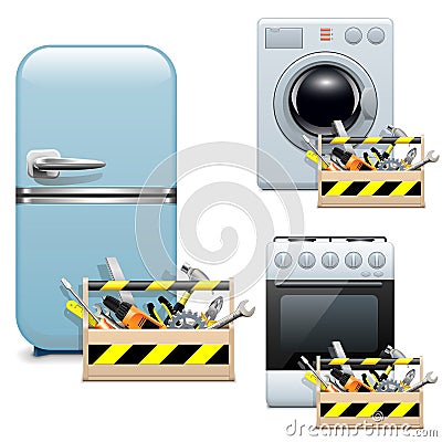 Vector Household Appliance Repair Icons Vector Illustration