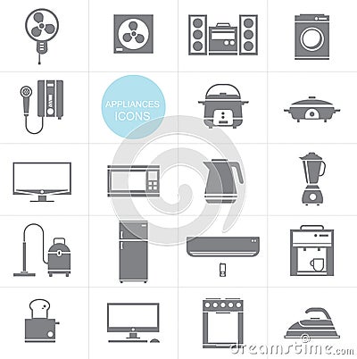 Vector Household appliances icon set design Vector Illustration