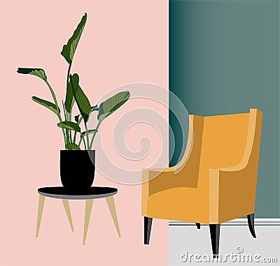 Vector Houseplants in a container for indoor use as a house plant in pots. Home gardening concept. Modern flat vector illustration Vector Illustration