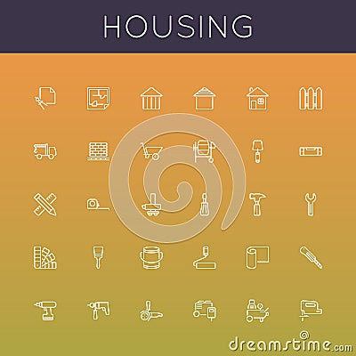 Vector Housing Line Icons Vector Illustration